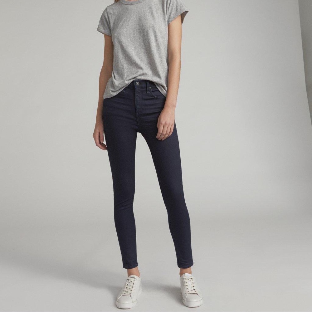 RAG & BONE High Rise Ankle Skinny Jeans Twilight